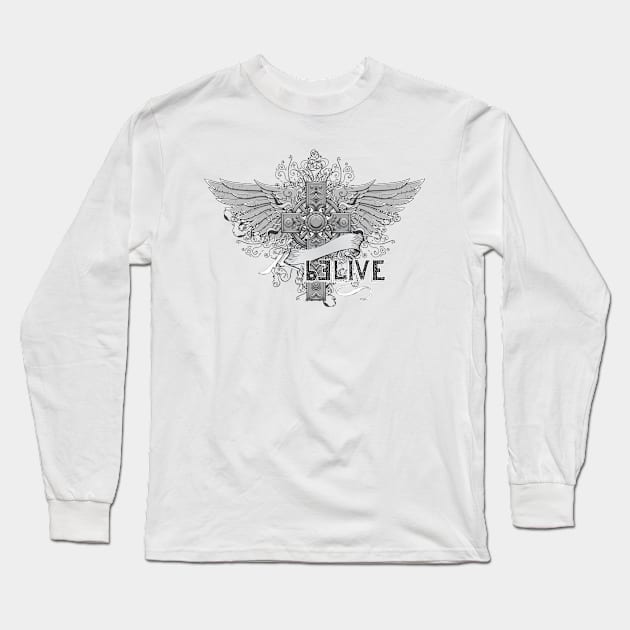 Cross with wings Long Sleeve T-Shirt by peace and love